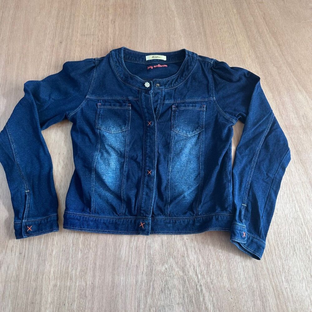 Bambina Girl Knit Denim Jacket Girls 145 Blue Jean Look (Approx. Girls 10-12)